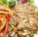 Rump steak with mushrooms